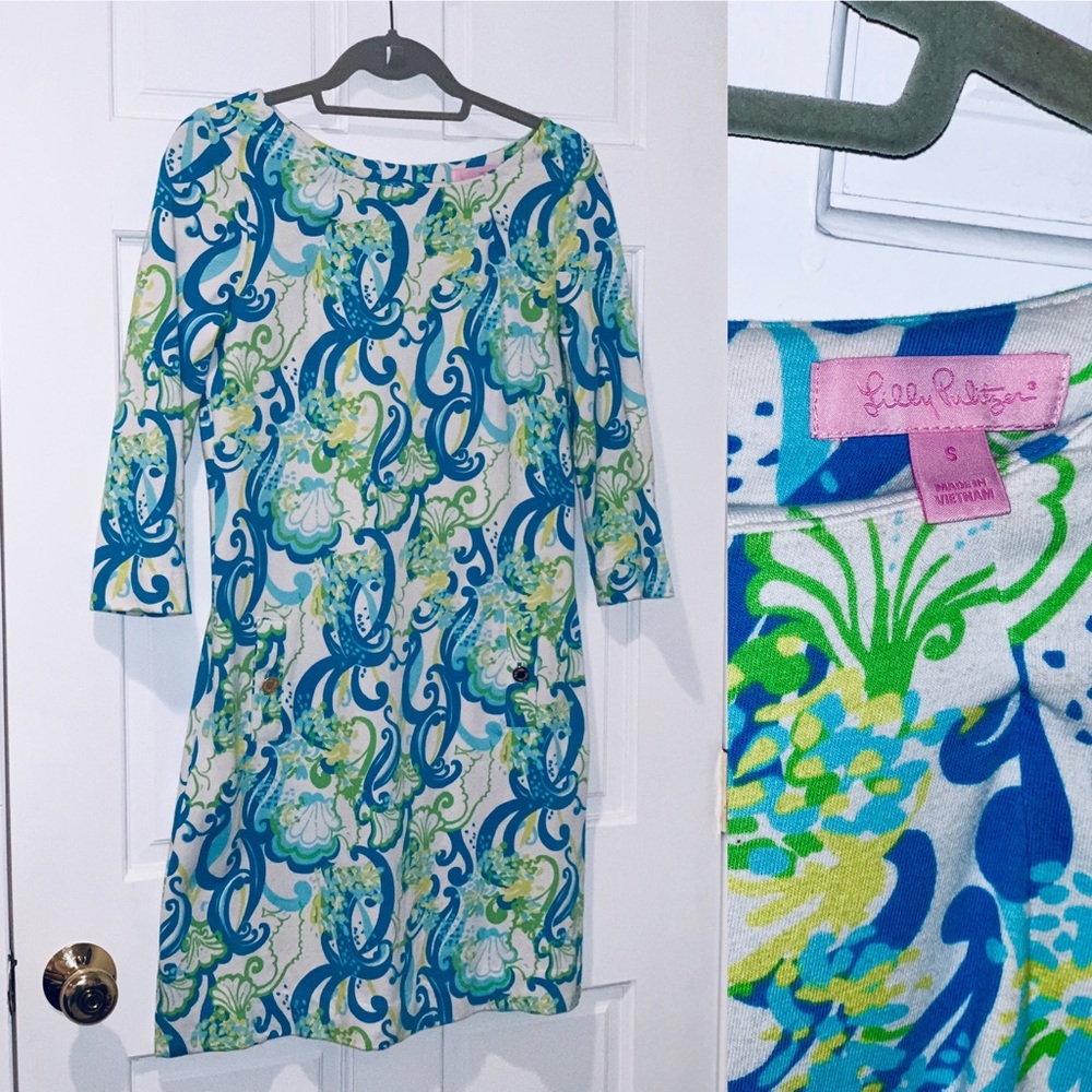 Lilly Pulitzer 3/4 Sleeve Shift Dress - Size S